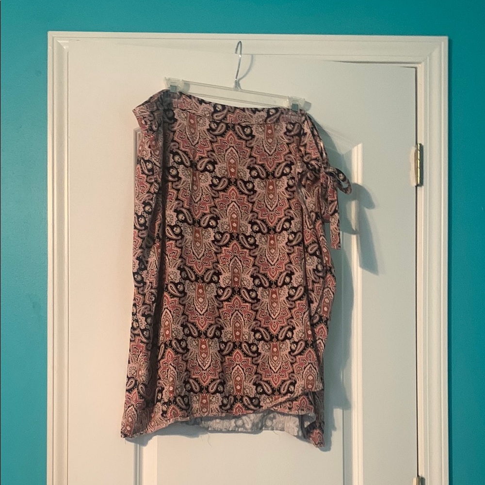 Pink Paisley Printed Wrap Skirt Maurices Feminine Business Casual Plus Size 24W